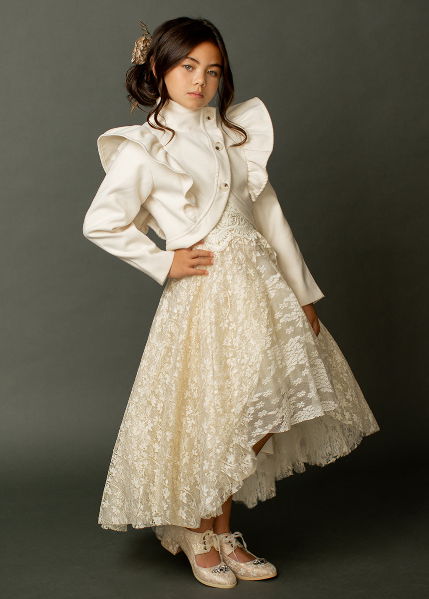 Kristy Petticoat Dress in Cream Metallic