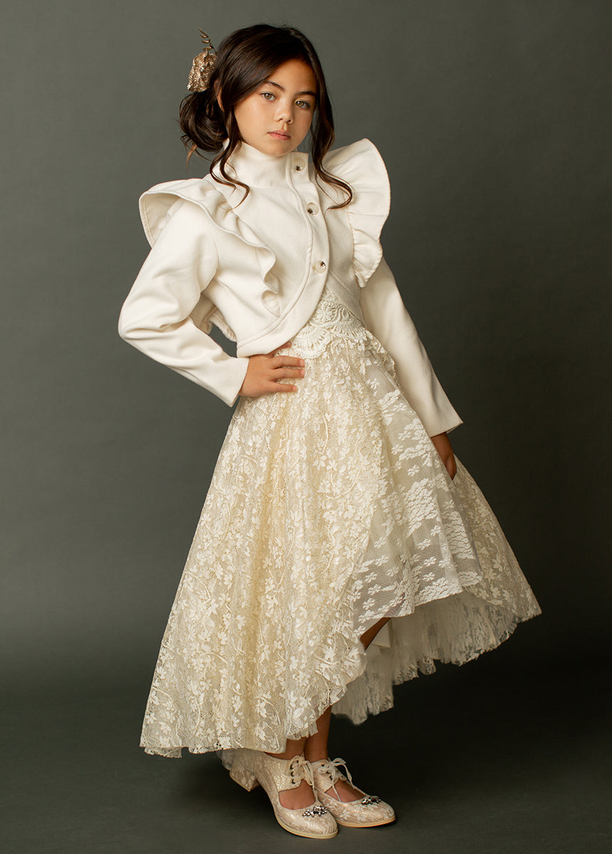Joyfolie Girls Lysandra Jacket in Cream, Size 3 Joyfolie Girls Lysandra Jacket in Cream, Size 3
