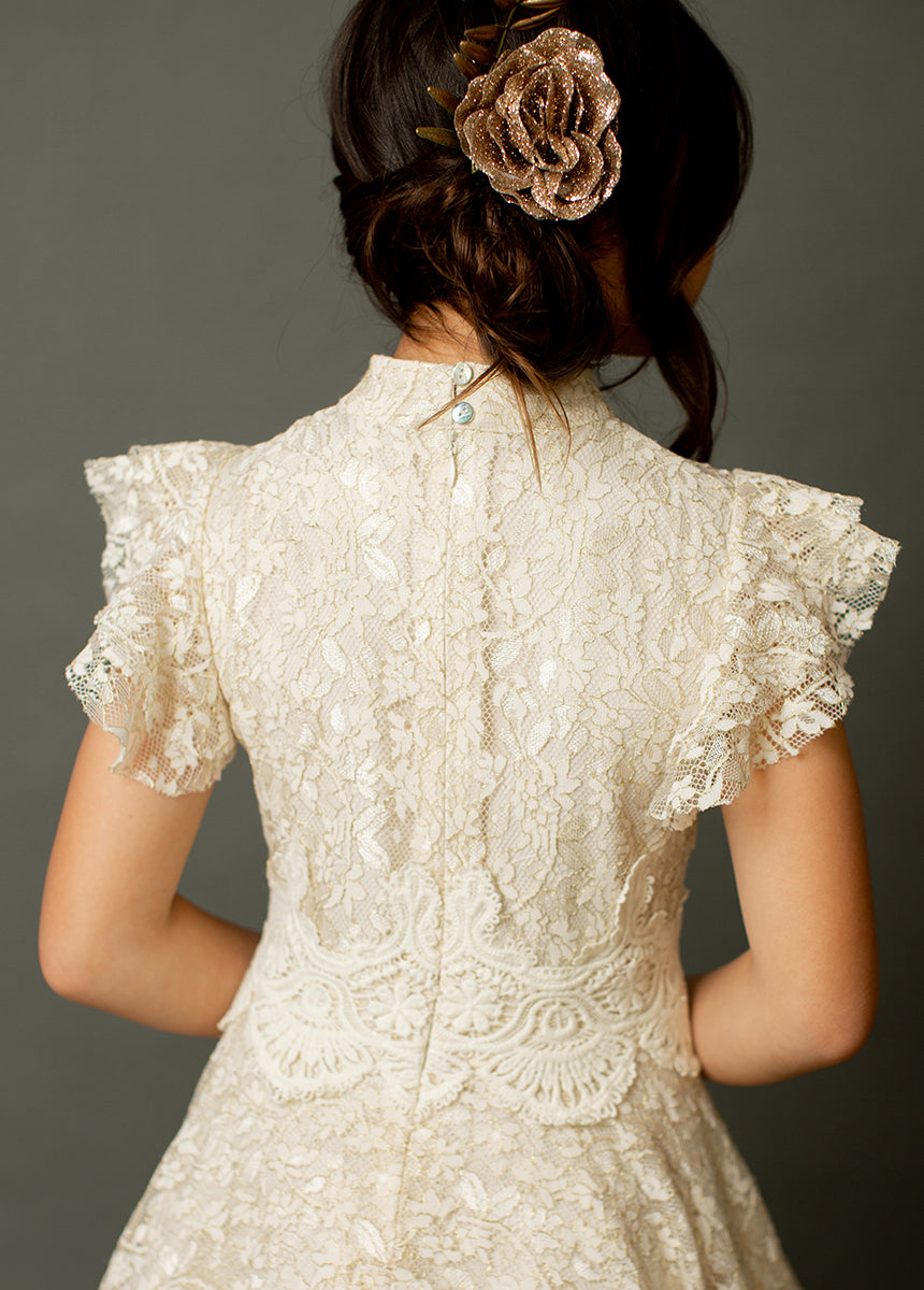 Kristy Petticoat Dress in Cream Metallic