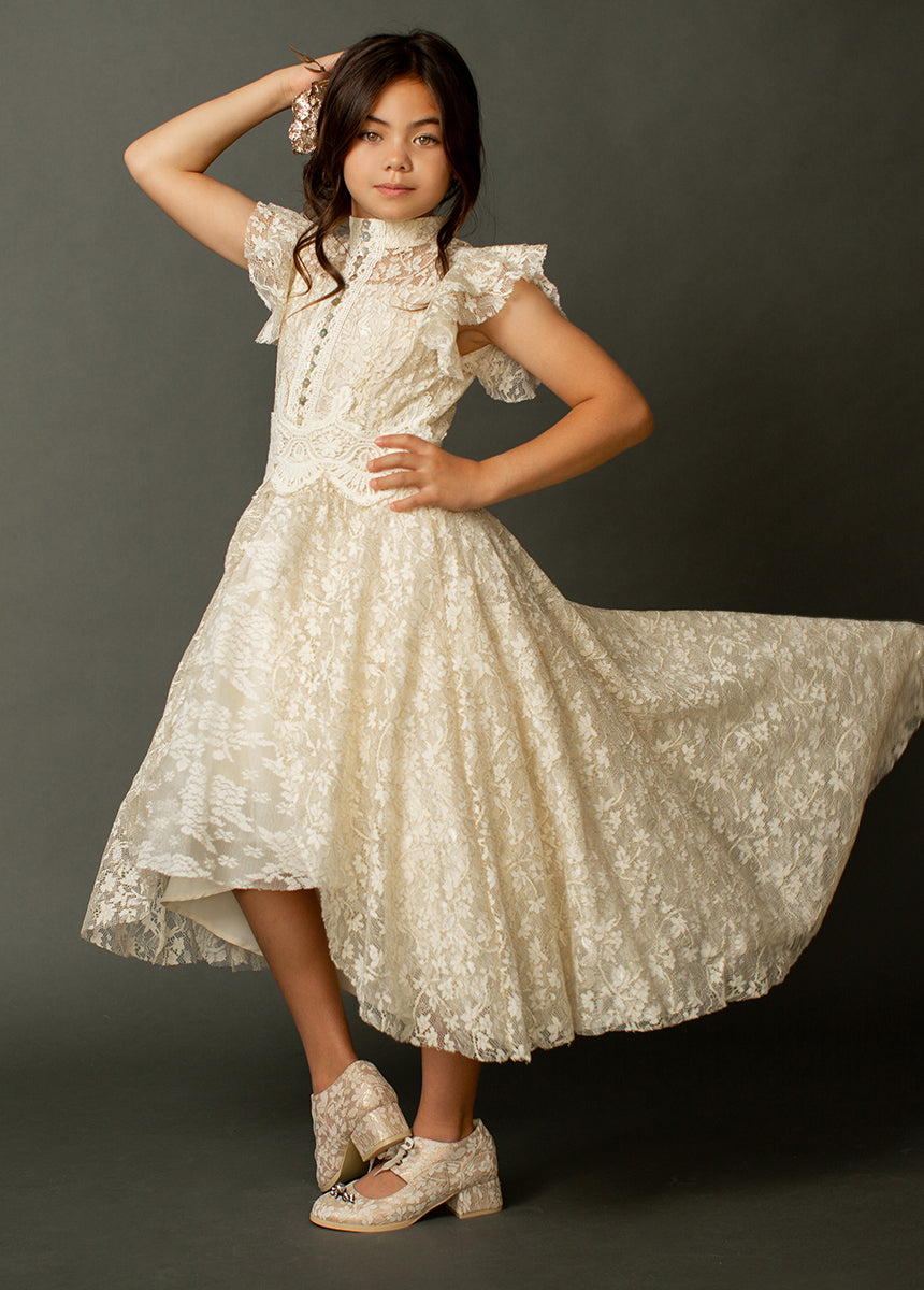 Kristy Petticoat Dress in Cream Metallic