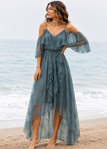 Lauryn Dress in Dark Aqua - Joyfolie