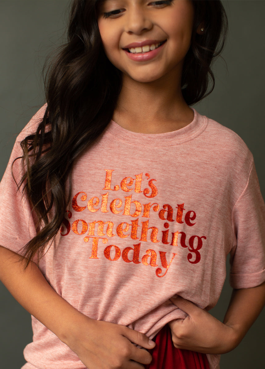 Let's Celebrate Tee in Heather Rose