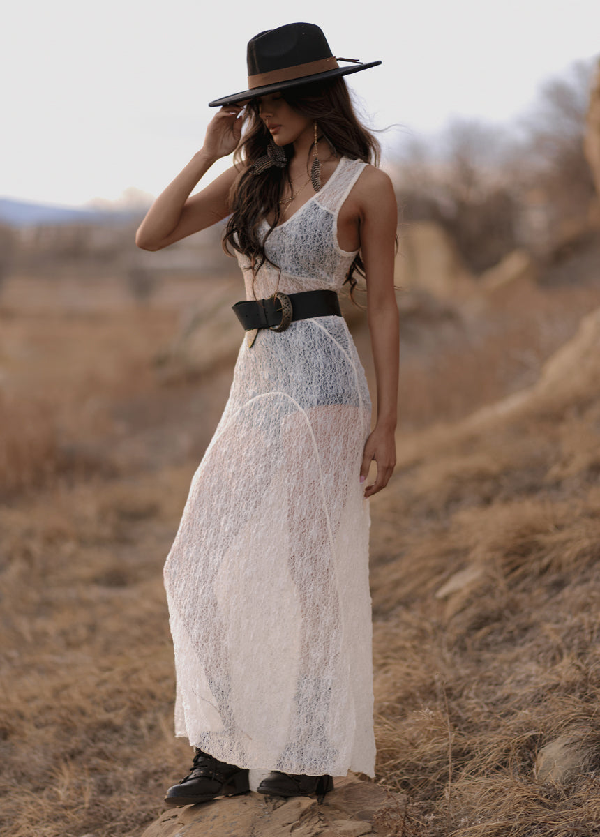 Joyfolie Women's Levinia Maxi Boho Dress in Cream, Large Joyfolie Women's Levinia Maxi Boho Dress in Cream, Large