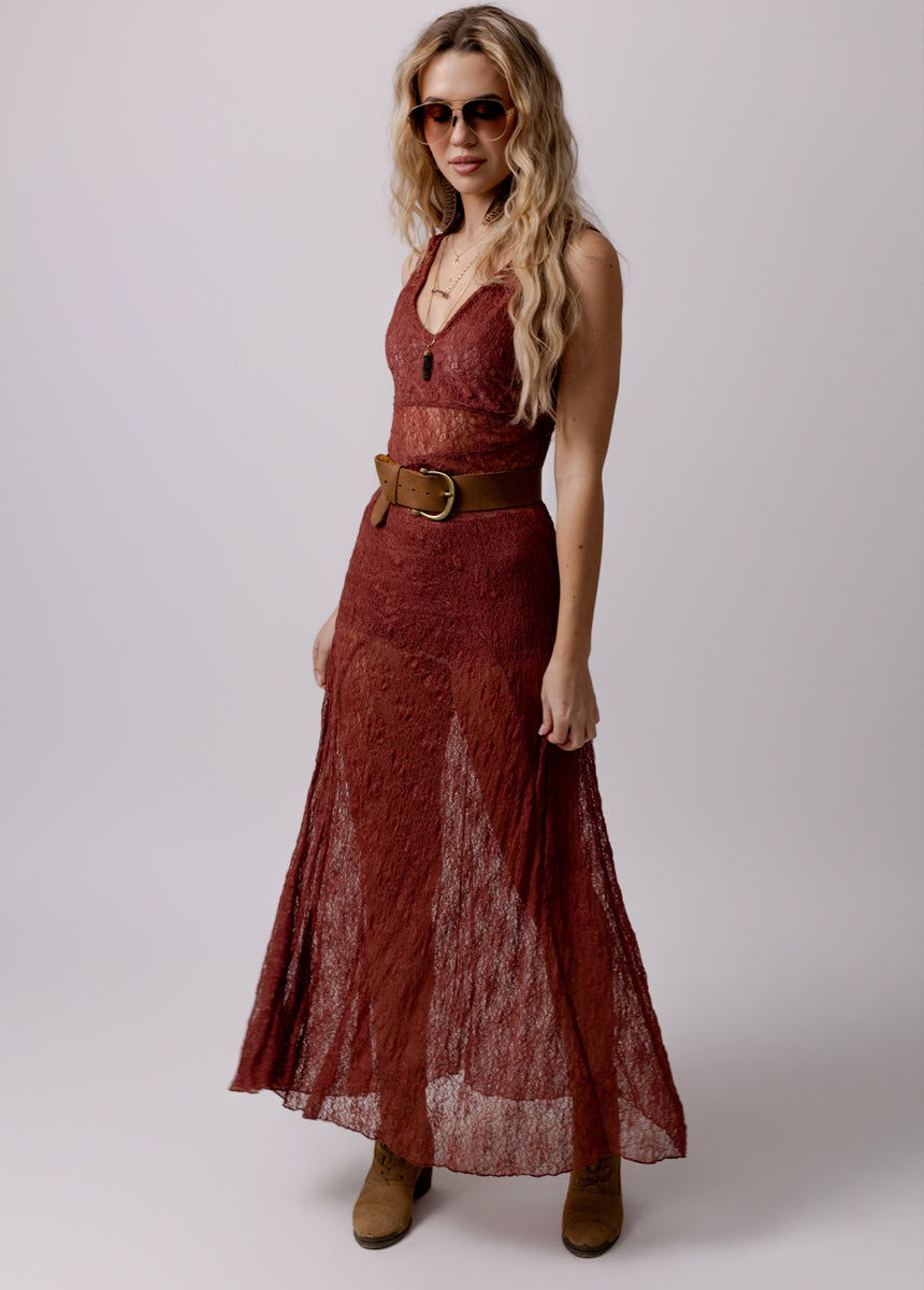 brown rust dress Rust Brown Maxi Dress - Satin Maxi Dress - Sleeveless Maxi Dress