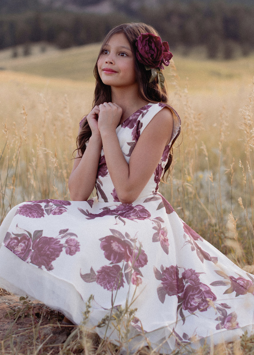 Lezah Petticoat Dress in Large Cream Floral, 4 Lezah Petticoat Dress in Large Cream Floral, 4