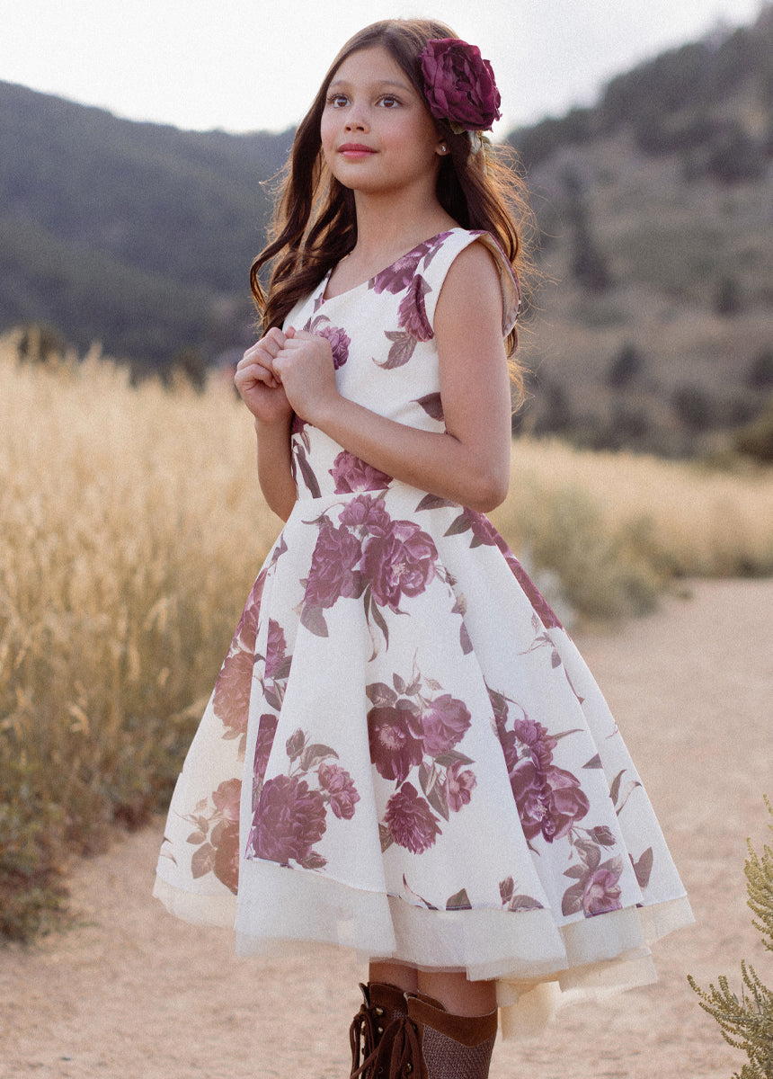 Lezah Petticoat Dress in Large Cream Floral, 4 Lezah Petticoat Dress in Large Cream Floral, 4