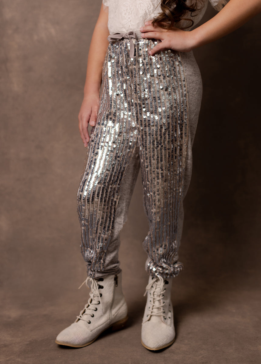 Libbie Pant in Silver/Oat