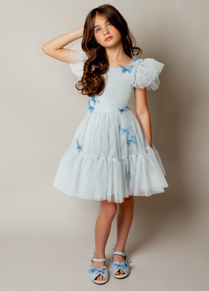 Joyfolie Girls Lyrah Maxi Boho Dress in Pale Blue, Size 3 Joyfolie Girls Lyrah Maxi Boho Dress in Pale Blue, Size 3