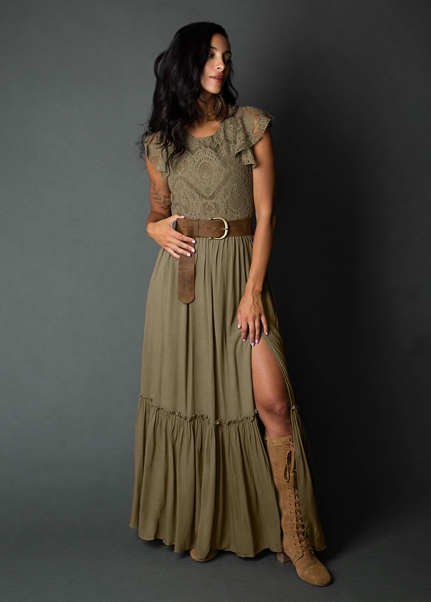 Macienne Dress in Army Green