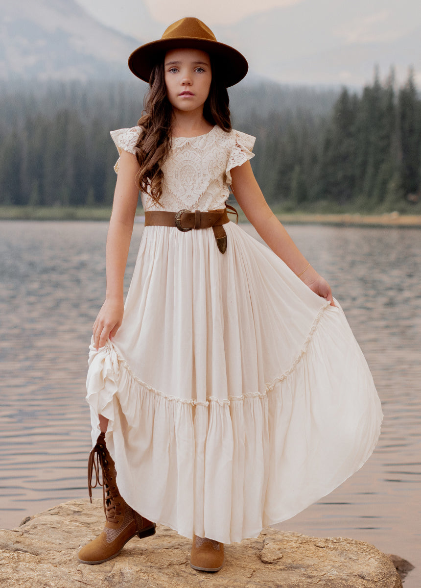 Joyfolie Girls Macy Maxi Boho Dress in Cream | Bohemian Flower Girl | Joyfolie Bridal, Size 14 Joyfolie Girls Macy Maxi Boho Dress in Cream | Bohemian Flower Girl | Joyfolie Bridal, Size 14