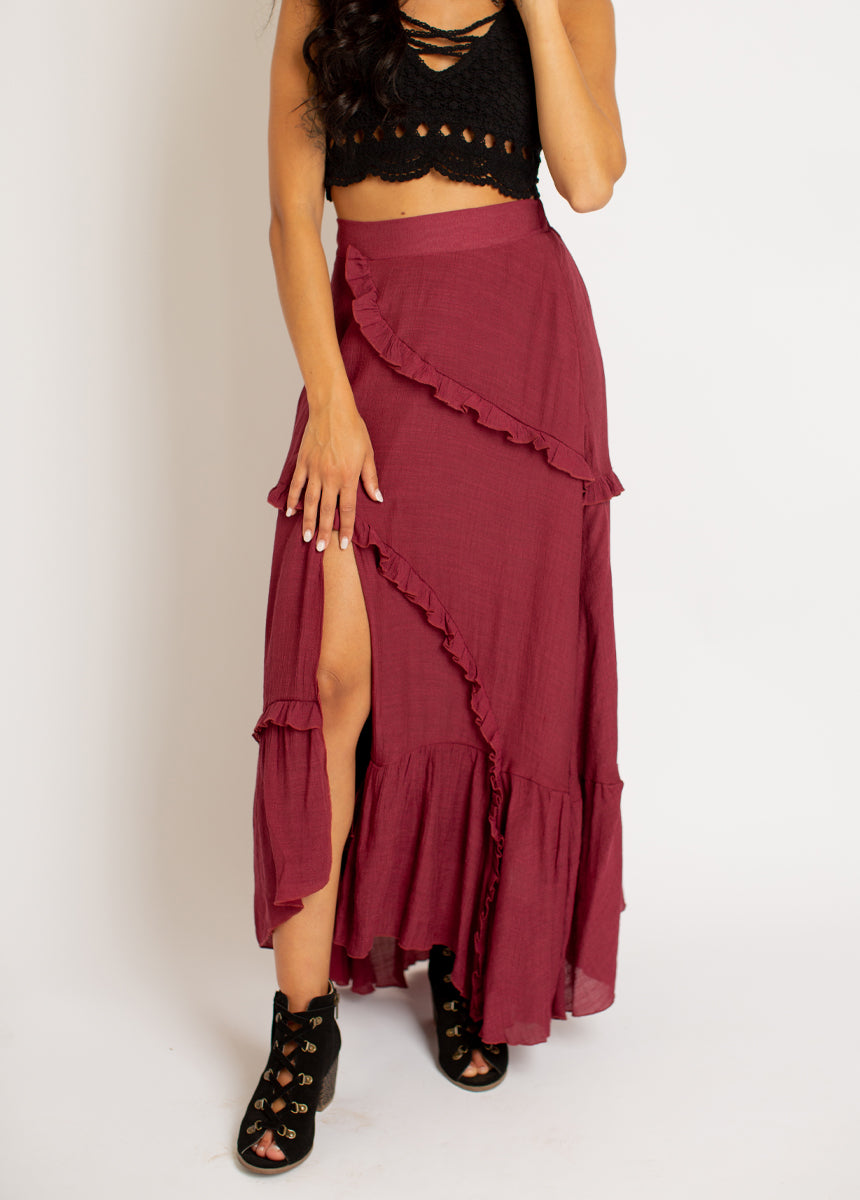 Makynna Skirt in Wine