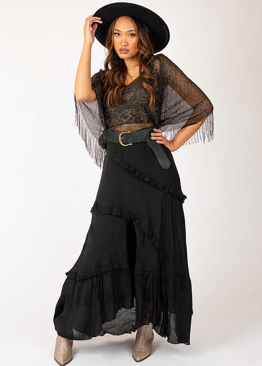 Danica Poncho in Metallic Black