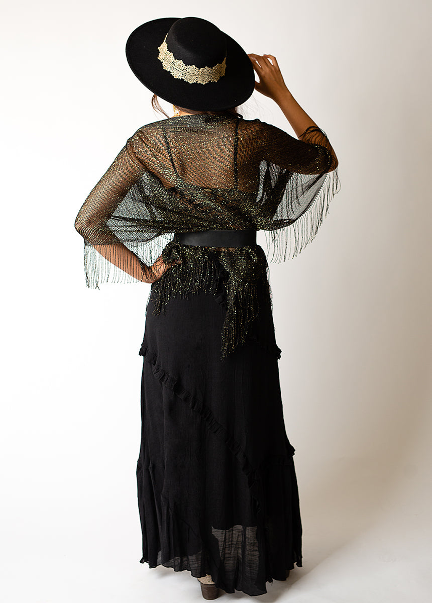 Danica Poncho in Metallic Black