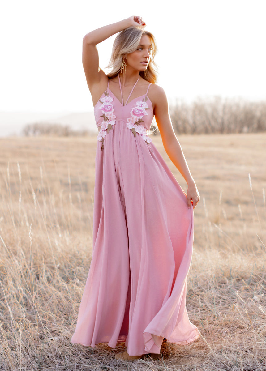 Joyfolie Women's Mari Maxi Dress in Blush, Extra Extra Small Joyfolie Women's Mari Maxi Dress in Blush, Extra Extra Small