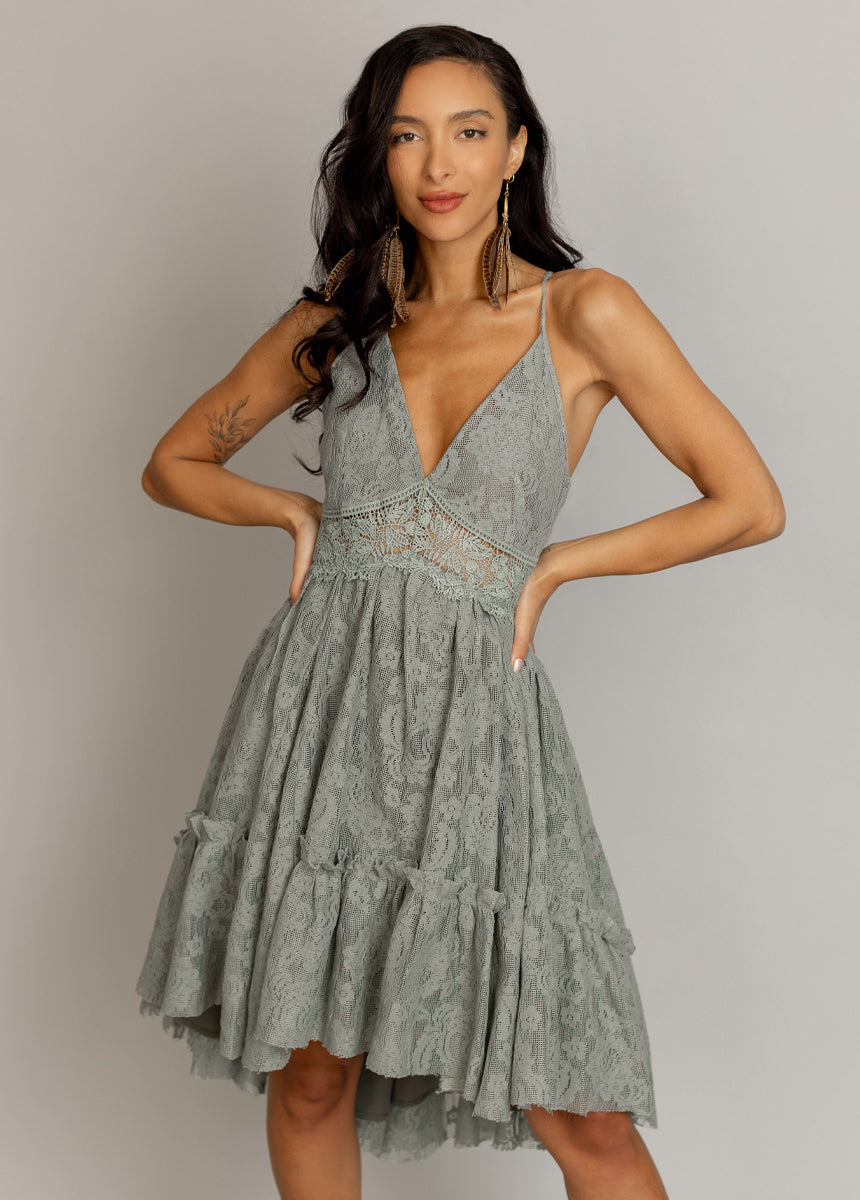 Marline Dress in Neutral Green Joyfolie