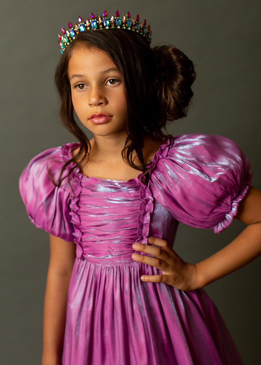 Mathilda Petticoat Dress in Fuchsia Iridescent