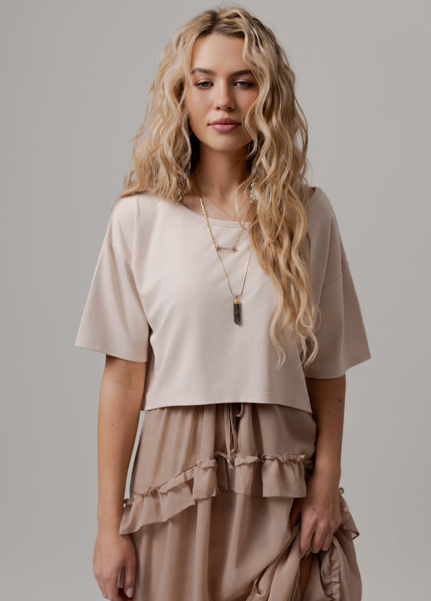 Merle Boxy Tee in Ecru