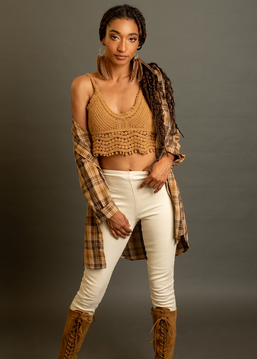 Mya Shirt Dress in Ochre Brown Plaid