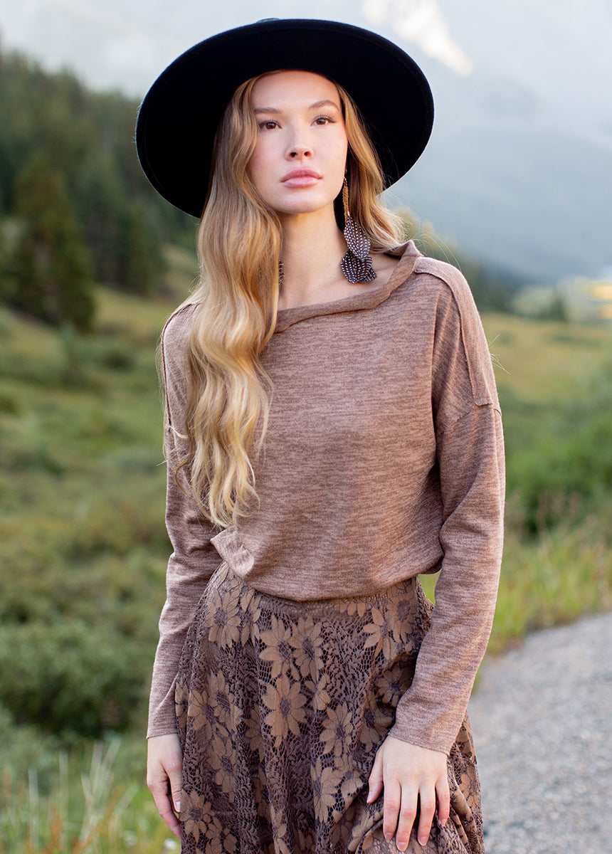 Laverne Top in Heather Bark