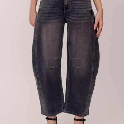 Miraya Barrel Jean in Washed Black
