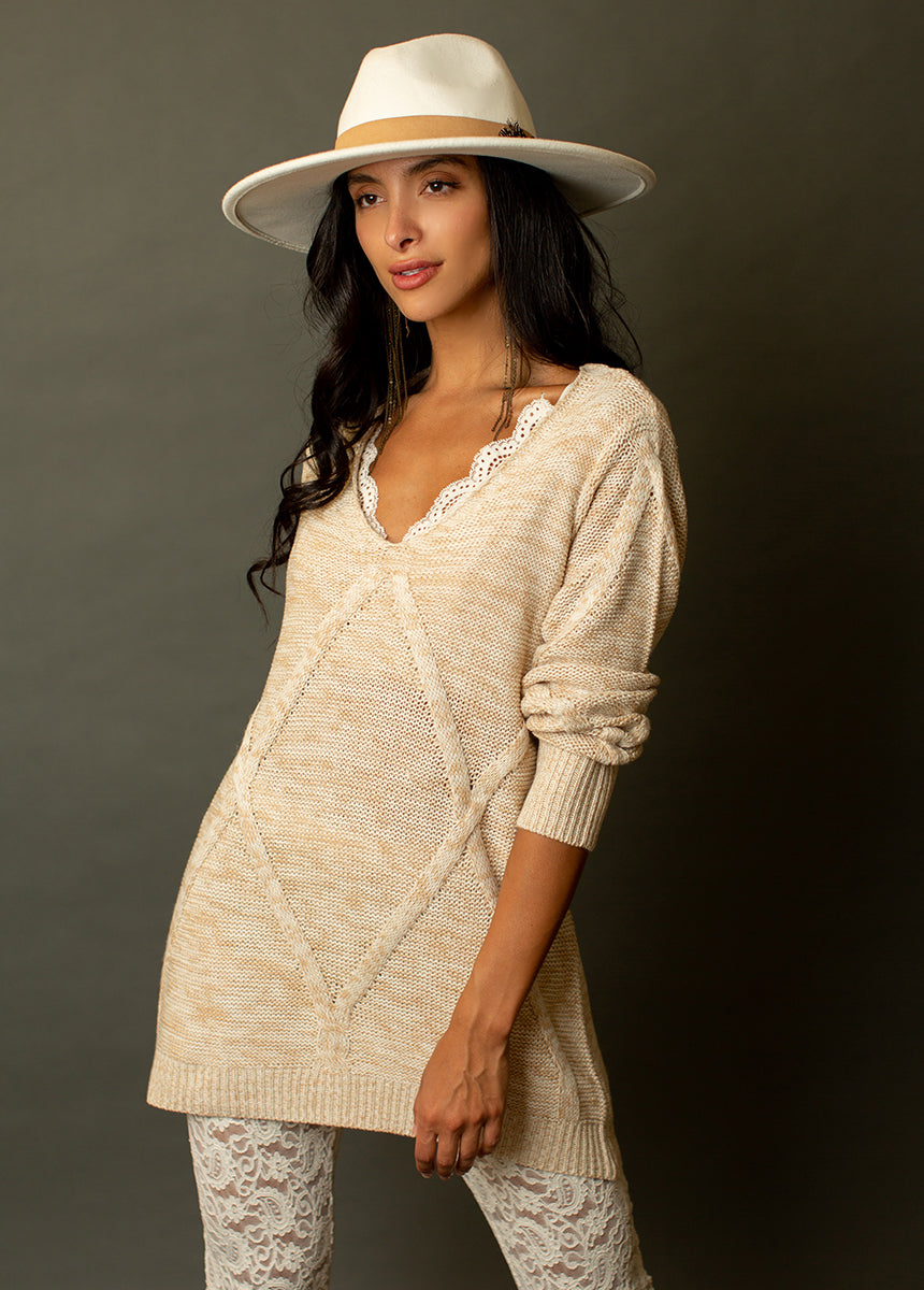 Mirren Sweater in Heather Oat