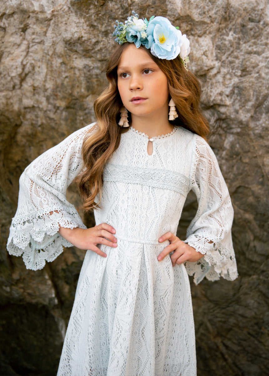 Joyfolie Girls Murni Maxi Boho Dress in Blue Whisper, Size 3 Joyfolie Girls Murni Maxi Boho Dress in Blue Whisper, Size 3