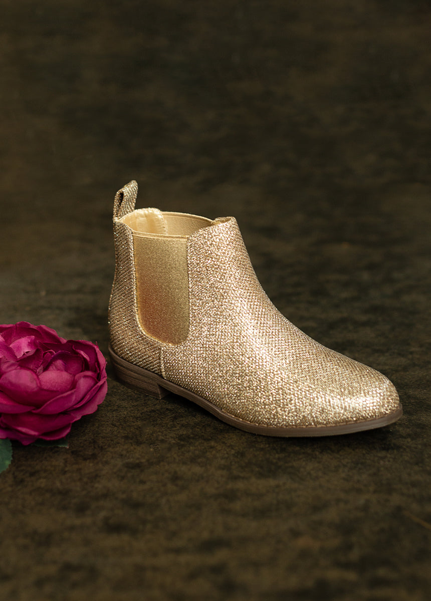 Ankle Boot Rose Gold Glitter Booties Chelsey Boot In Gold Joyfolie