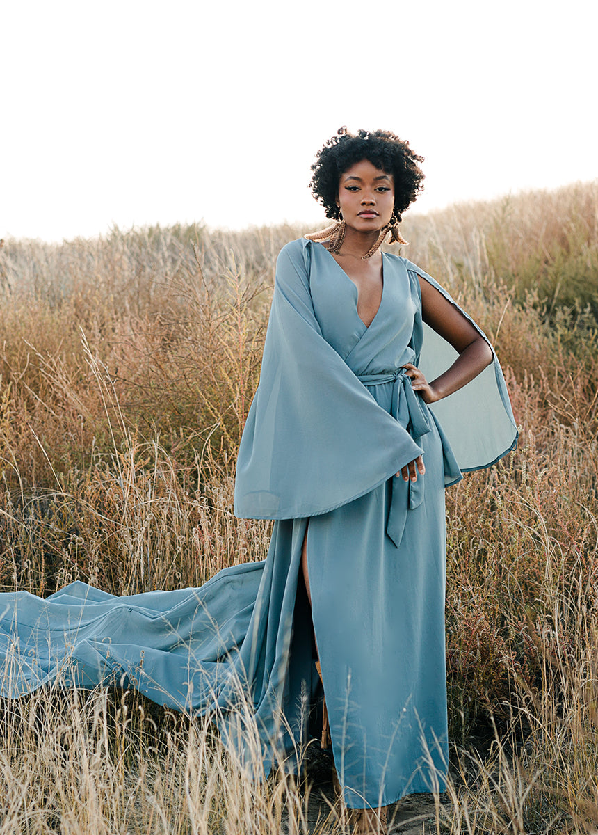 blue color dress Amellia Powder Blue Maxi Dress