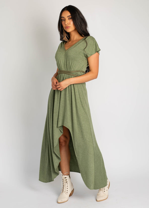 Novalie | Cream V-Neck Midi Dress With Twist-Detail