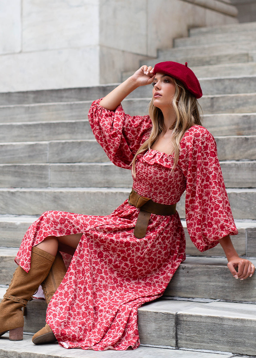 Odette Dress in Red Floral, XL Odette Dress in Red Floral, XL