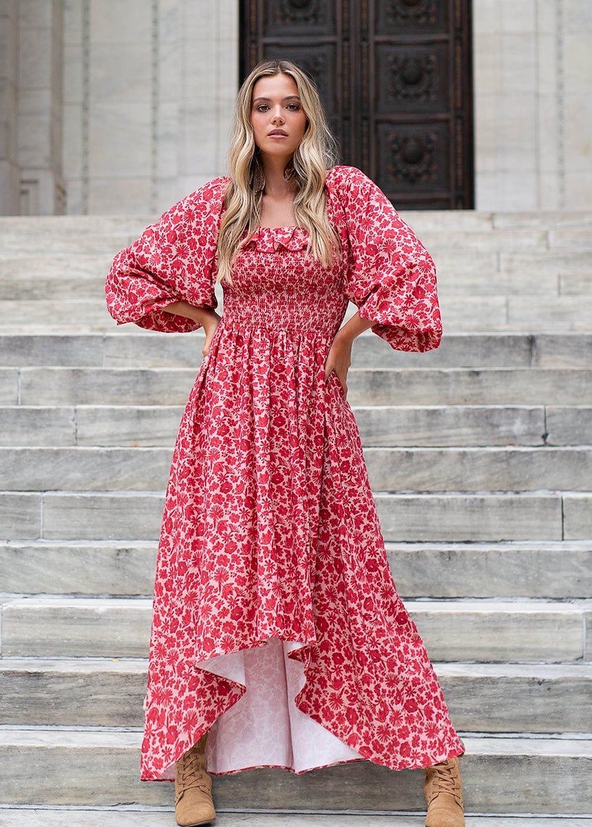 Joyfolie Women's Odette Maxi Boho Dress in Red Floral, Extra Large Joyfolie Women's Odette Maxi Boho Dress in Red Floral, Extra Large