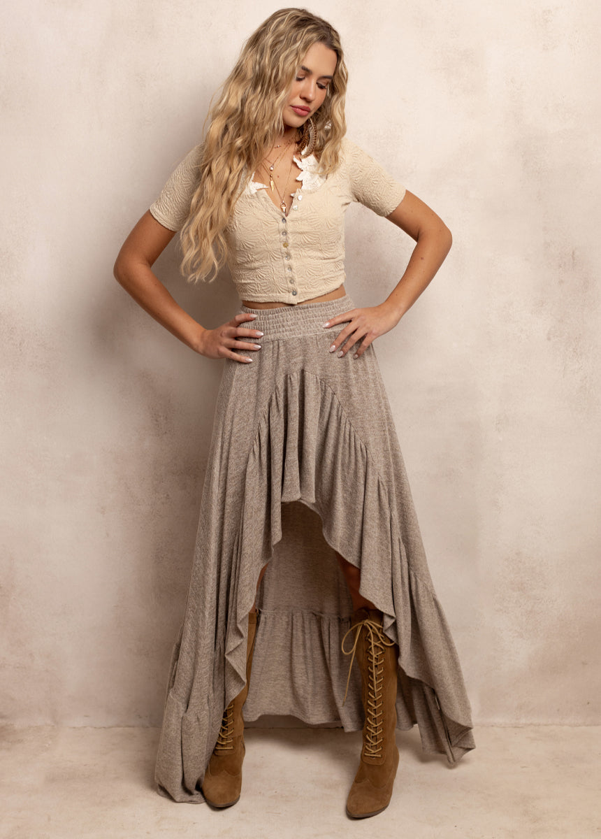 Orra Henley Top in Ecru