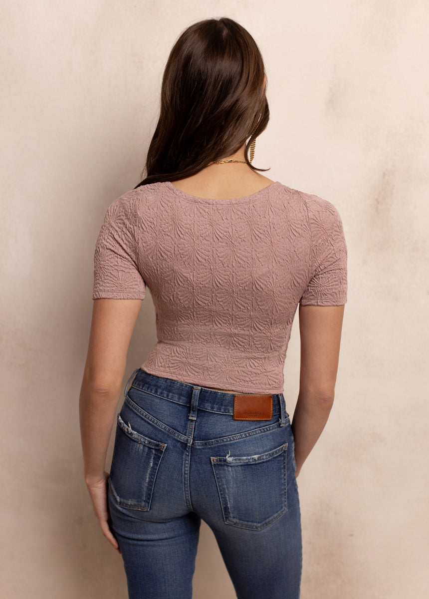 Orra Henley Top in Dusty Rose