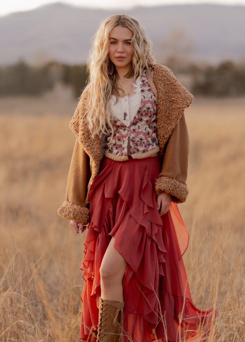 Justina Vest in Pink Multi