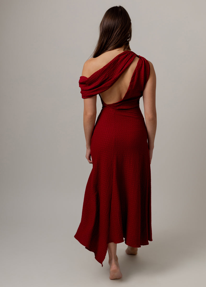 Roxanya Dress in Crimson