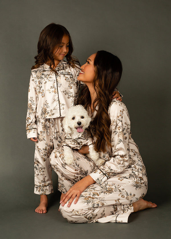 Ruby Pet PJ Set in Neutral Floral - Joyfolie