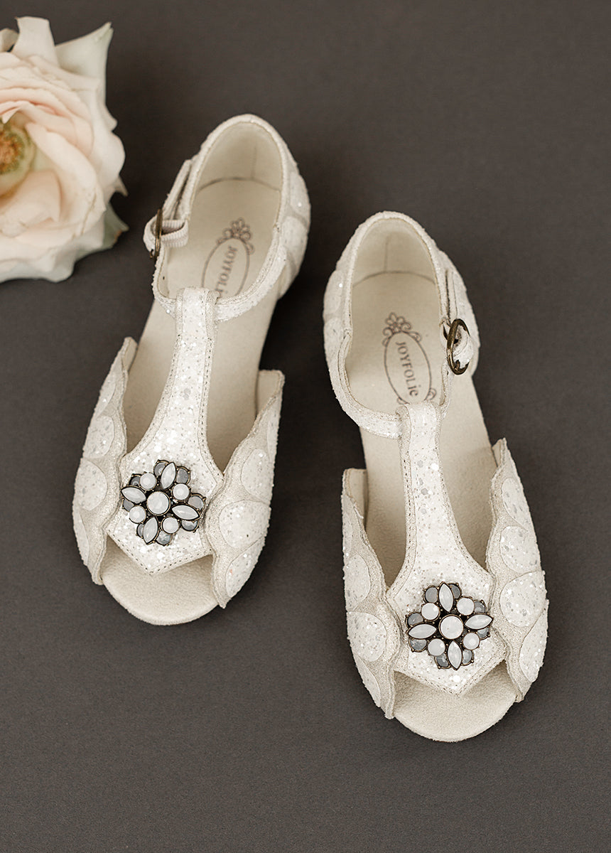 Mari Flower Girl Flat in Ivory