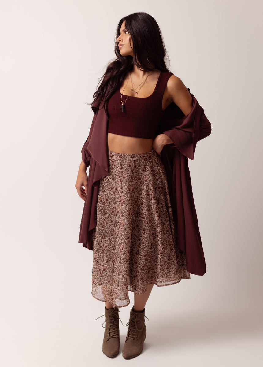 Sana Skirt in Vine Floral Print