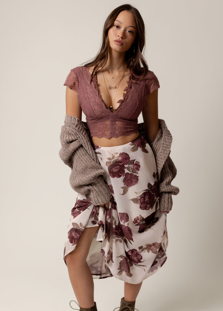 Sana Skirt in Large Cream Floral