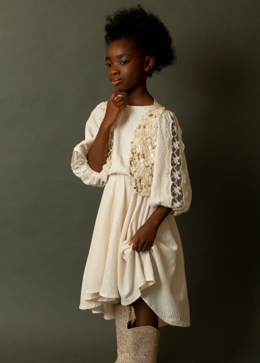 cream vest dress Fifteen Twenty Elora Mixed Media Vest Dress - Oatmeal