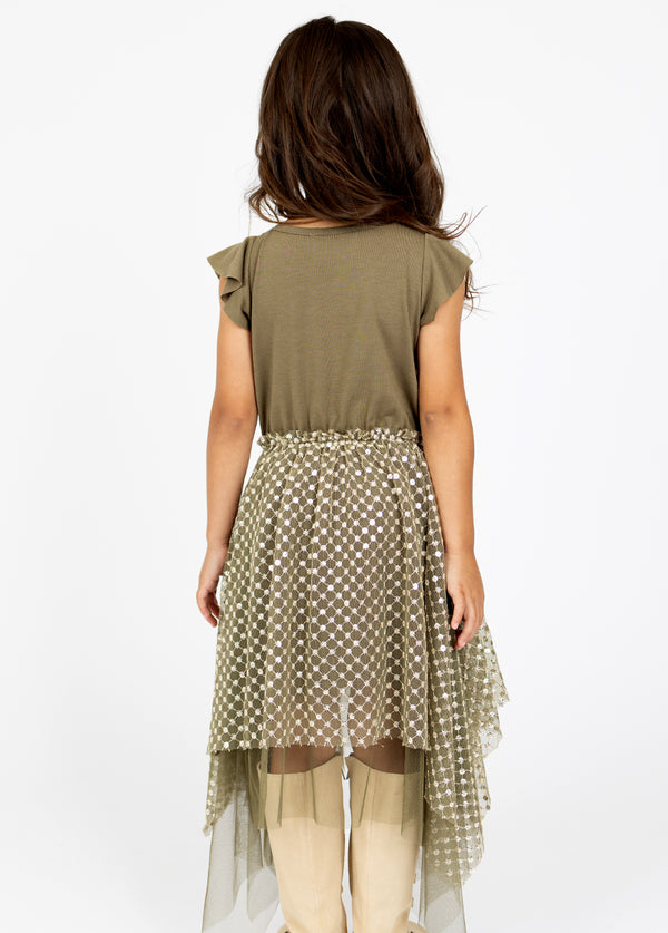 Joyfolie Girls Tina Maxi Boho Dress in Army Green, Size 5