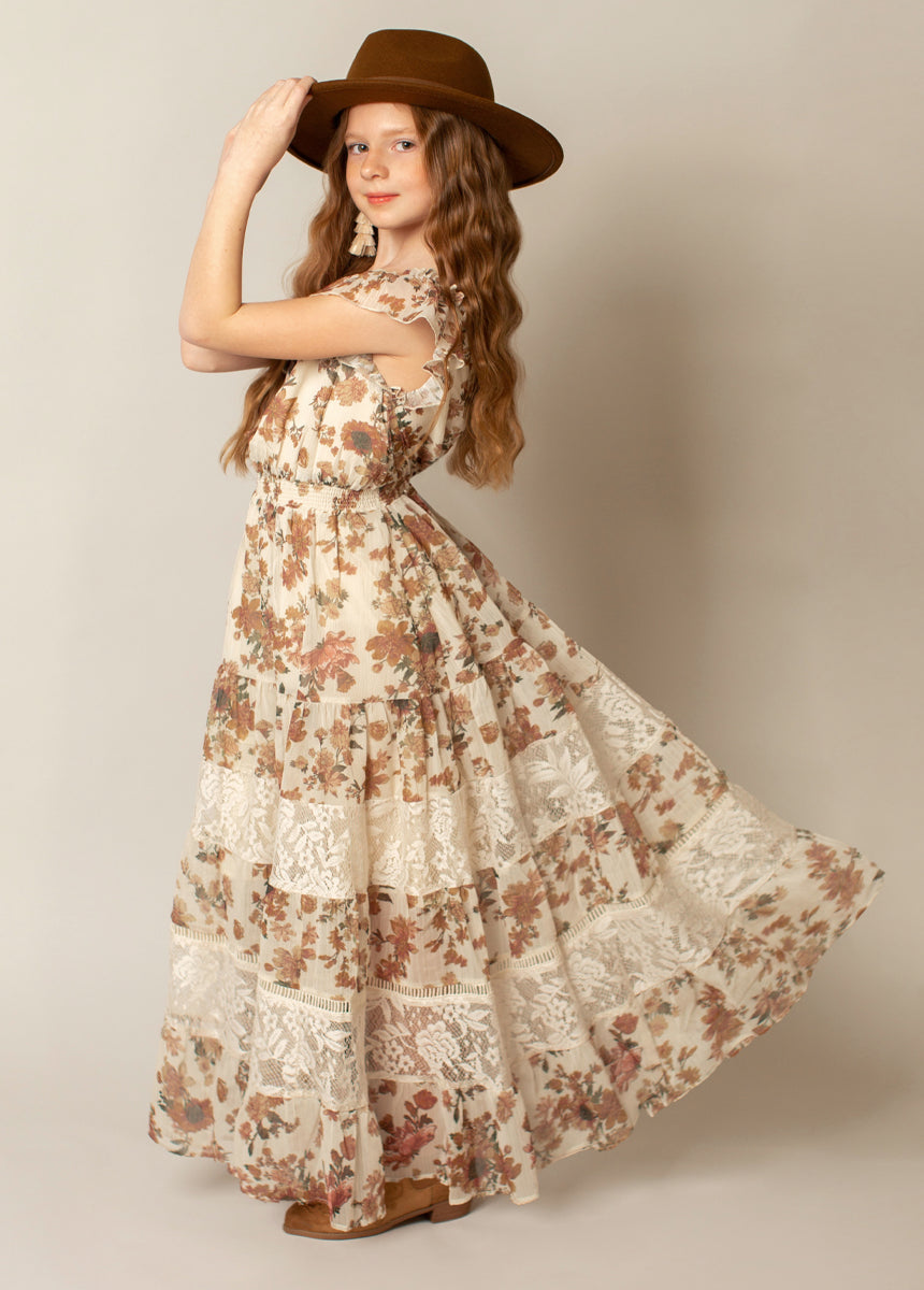 Shira Dress in Sand Floral