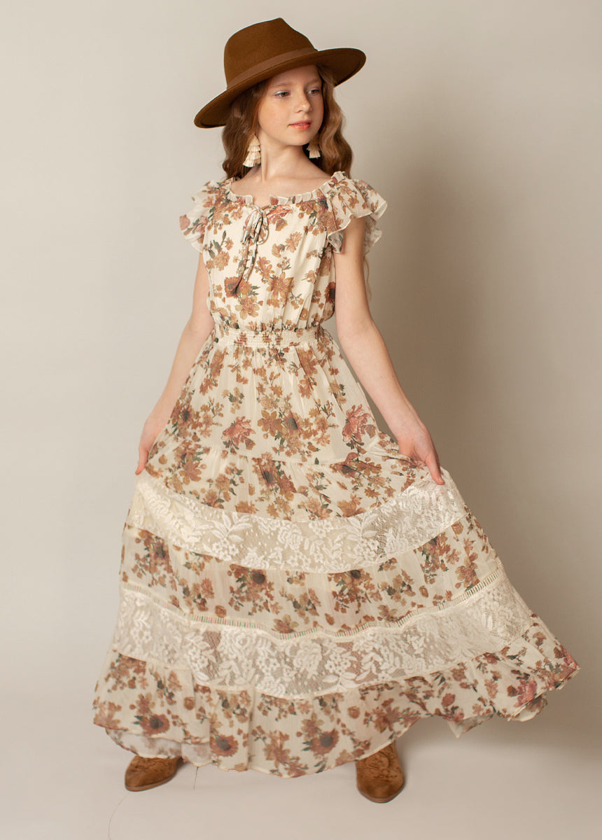 Shira Dress in Sand Floral