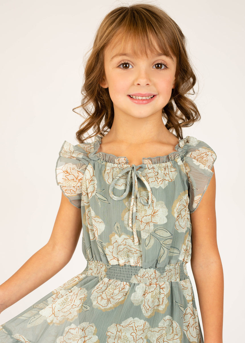 Joyfolie Girls Shira Maxi Boho Dress in Neutral Green, Size 4 Joyfolie Girls Shira Maxi Boho Dress in Neutral Green, Size 4