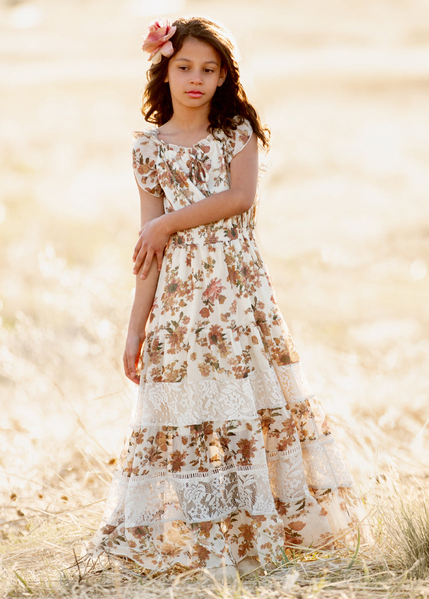 Shira Dress in Sand Floral
