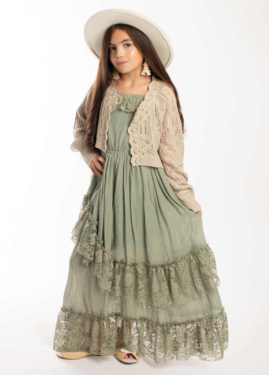 Siti Dress in Neutral Green