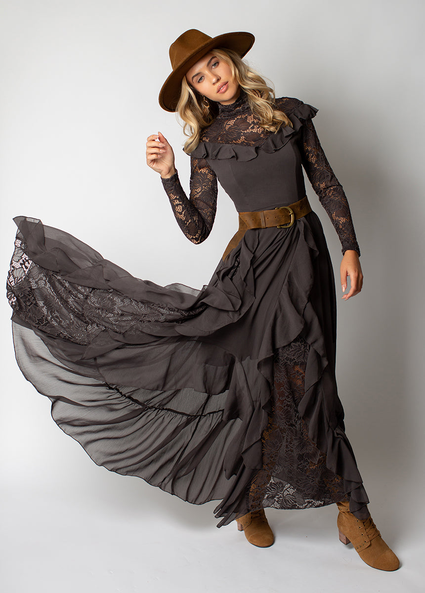 Sveta Maxi Dress in Off-Black