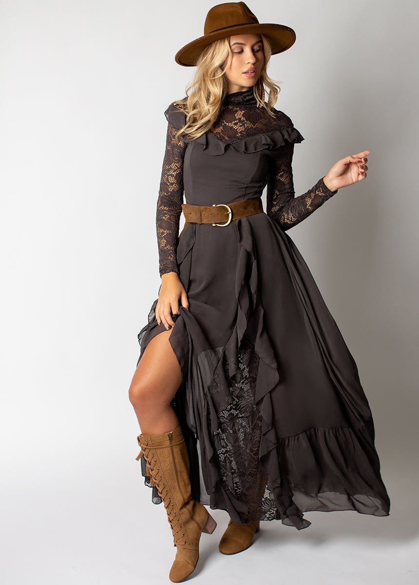 Sveta Maxi Dress in Off-Black