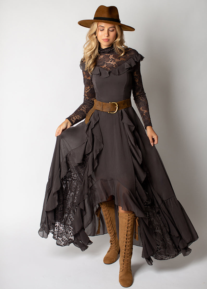 Sveta Maxi Dress in Off-Black