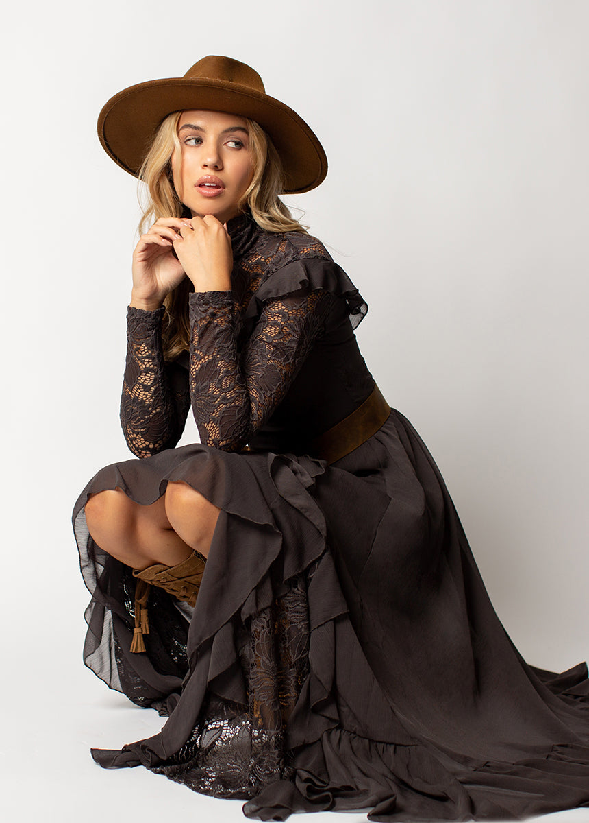 Sveta Maxi Dress in Off-Black